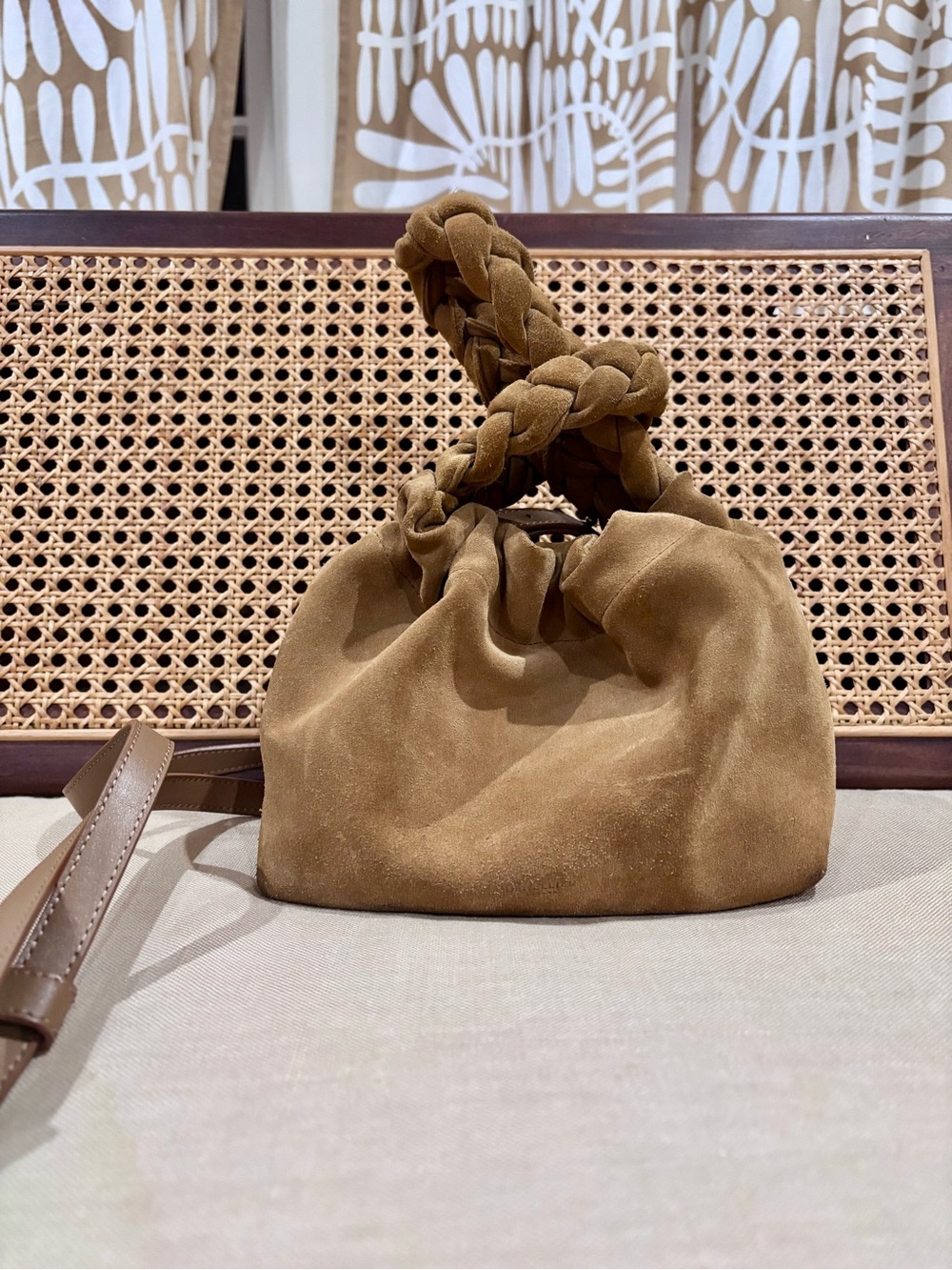 DeMellier Suede Santa Monica Pouch Bag in brown suede